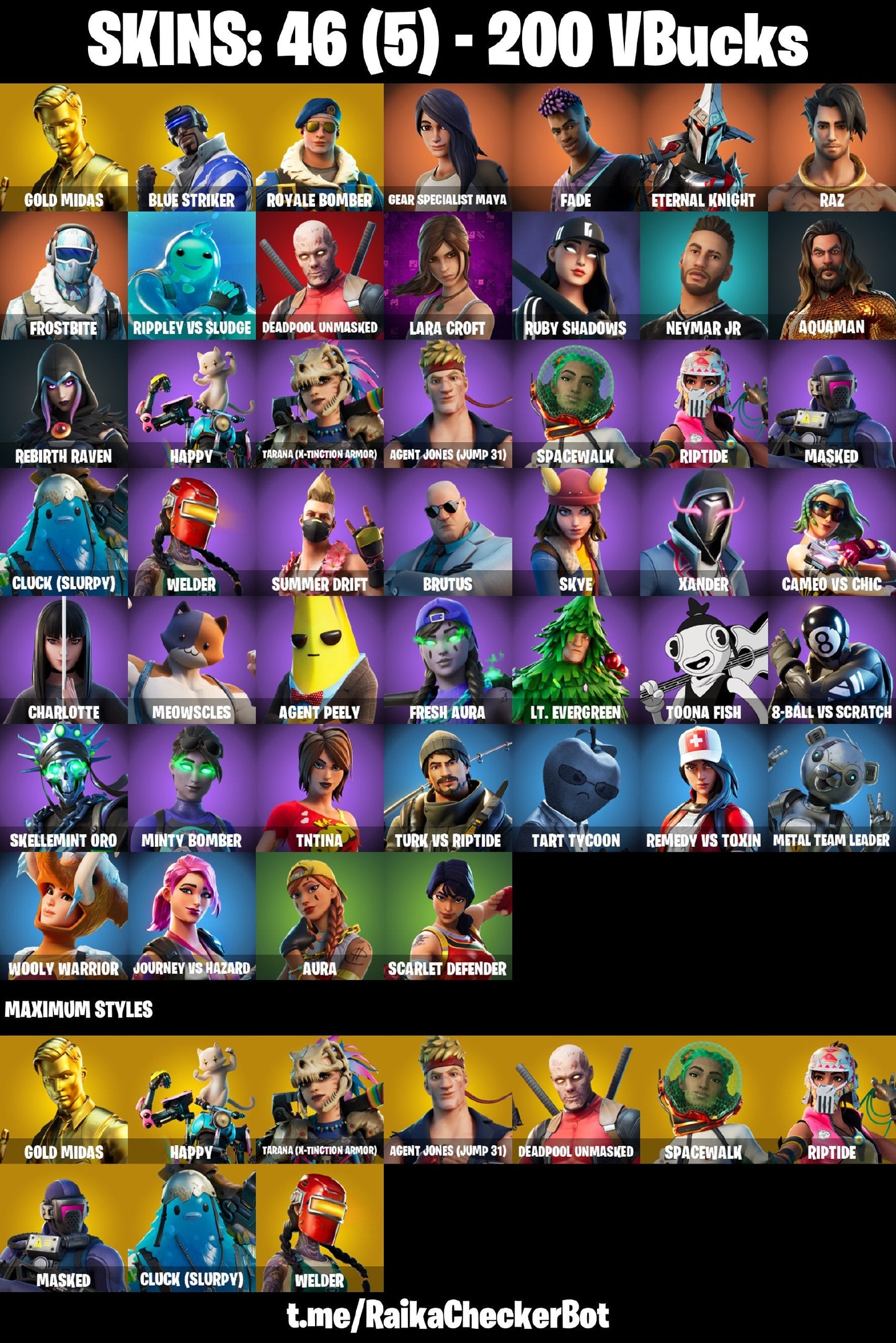 Fortnite OG Account - 46 Skins | Gold Midas | Royale Bomber | Fade